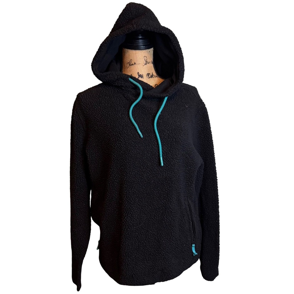 Chubbies Womens Gorpcore Cozy Sherpa‎ Fleece Comfy Pullover Hoodie Black Small